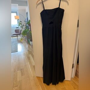 Cutout Black Strapless maxi linen Dress